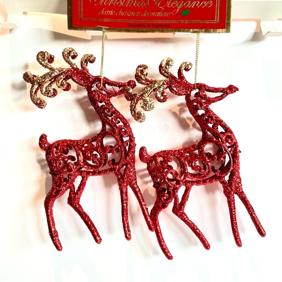 2 Christmas Red Reindeer Tree Ornaments Christmas Decoration - NWT Gift 🎁 - Picture 3 of 5